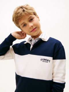 Colour-Blocked Long Sleeve Polo Shirt — Blue 2