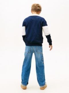 Colour-Blocked Long Sleeve Polo Shirt — Blue 4
