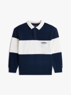 Colour-Blocked Long Sleeve Polo Shirt — Blue 5