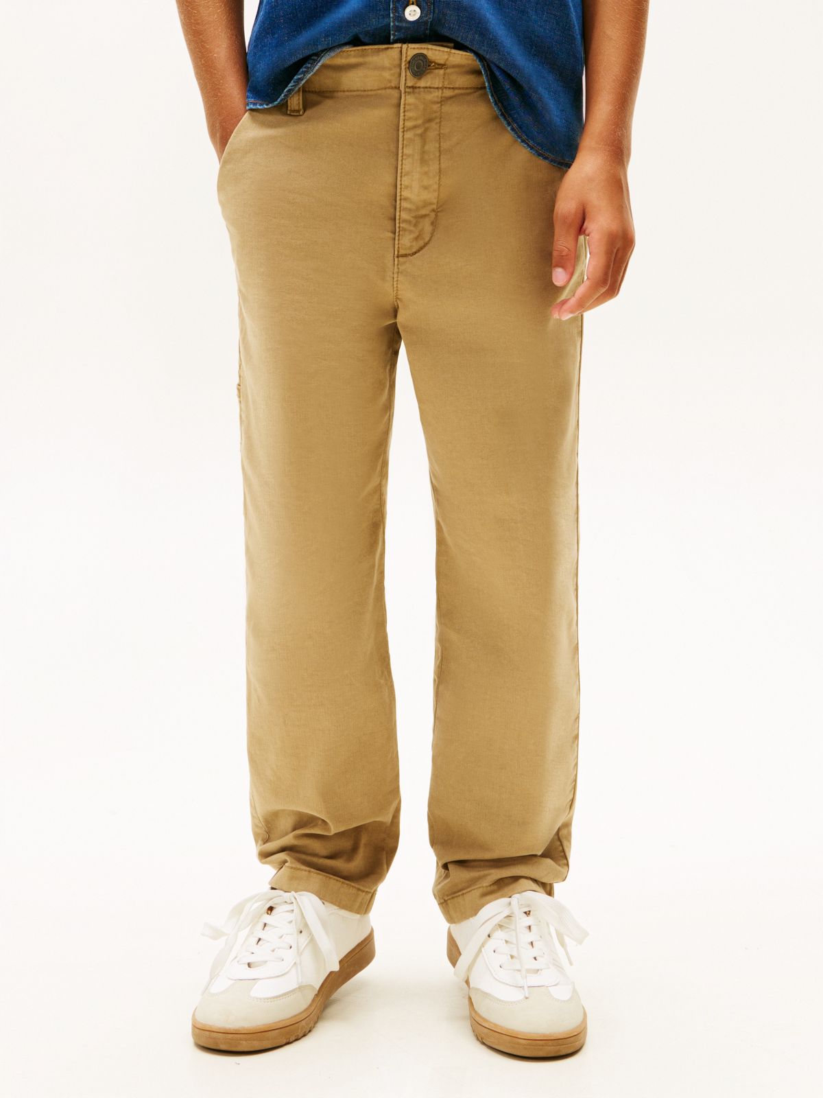 Essential Herringbone Twill Relaxed Carpenter Trousers — Beige