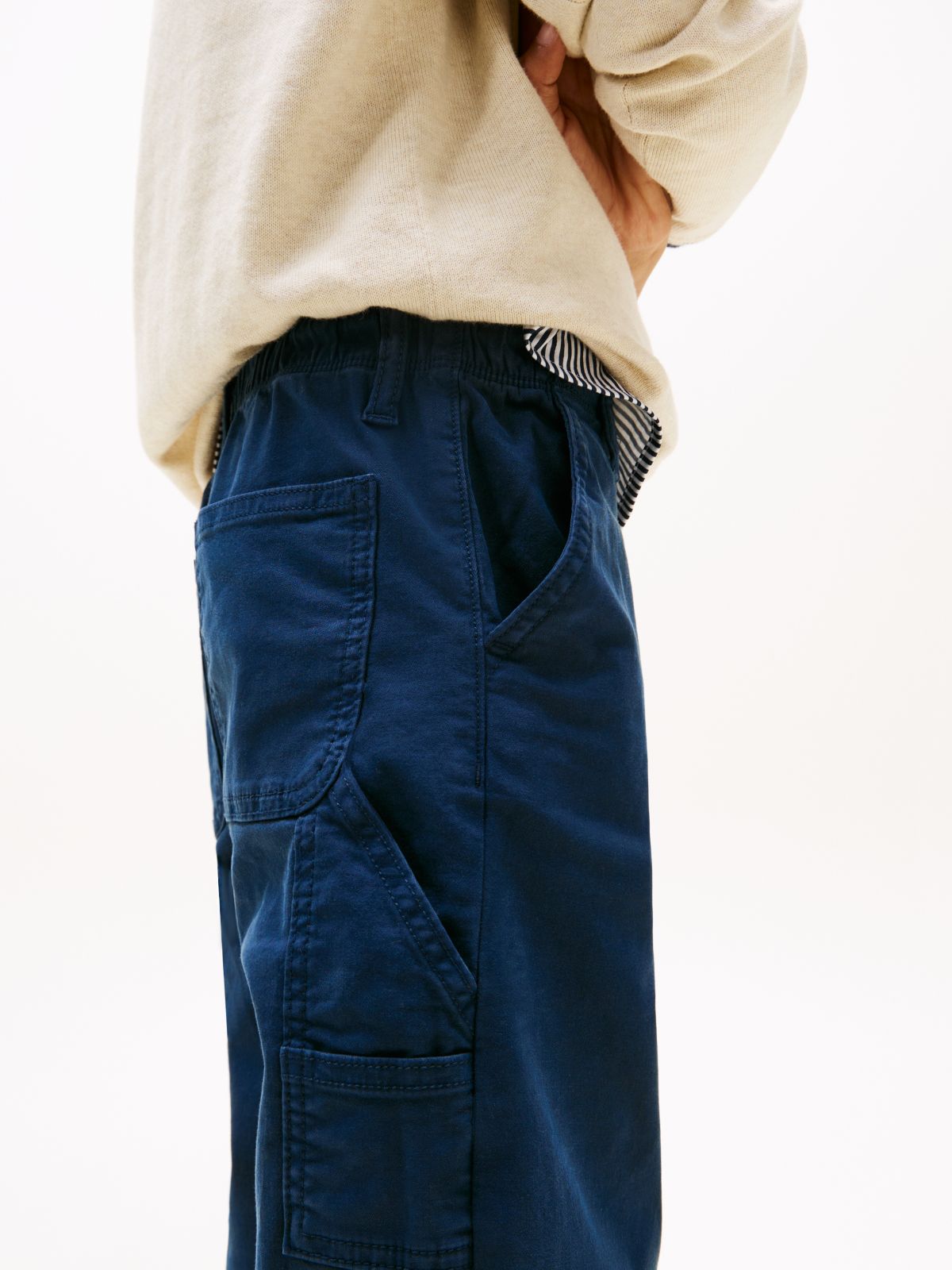 Essential Herringbone Twill Relaxed Carpenter Trousers — Blue