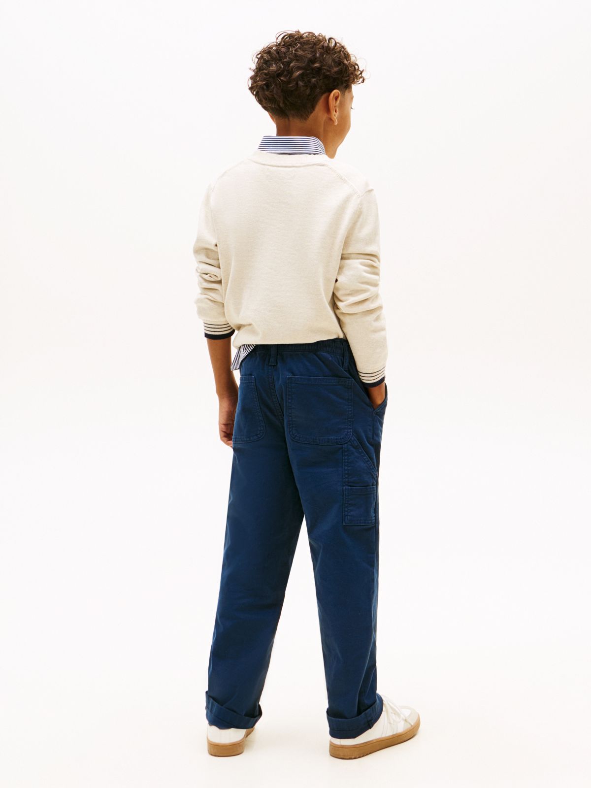 Essential Herringbone Twill Relaxed Carpenter Trousers — Blue