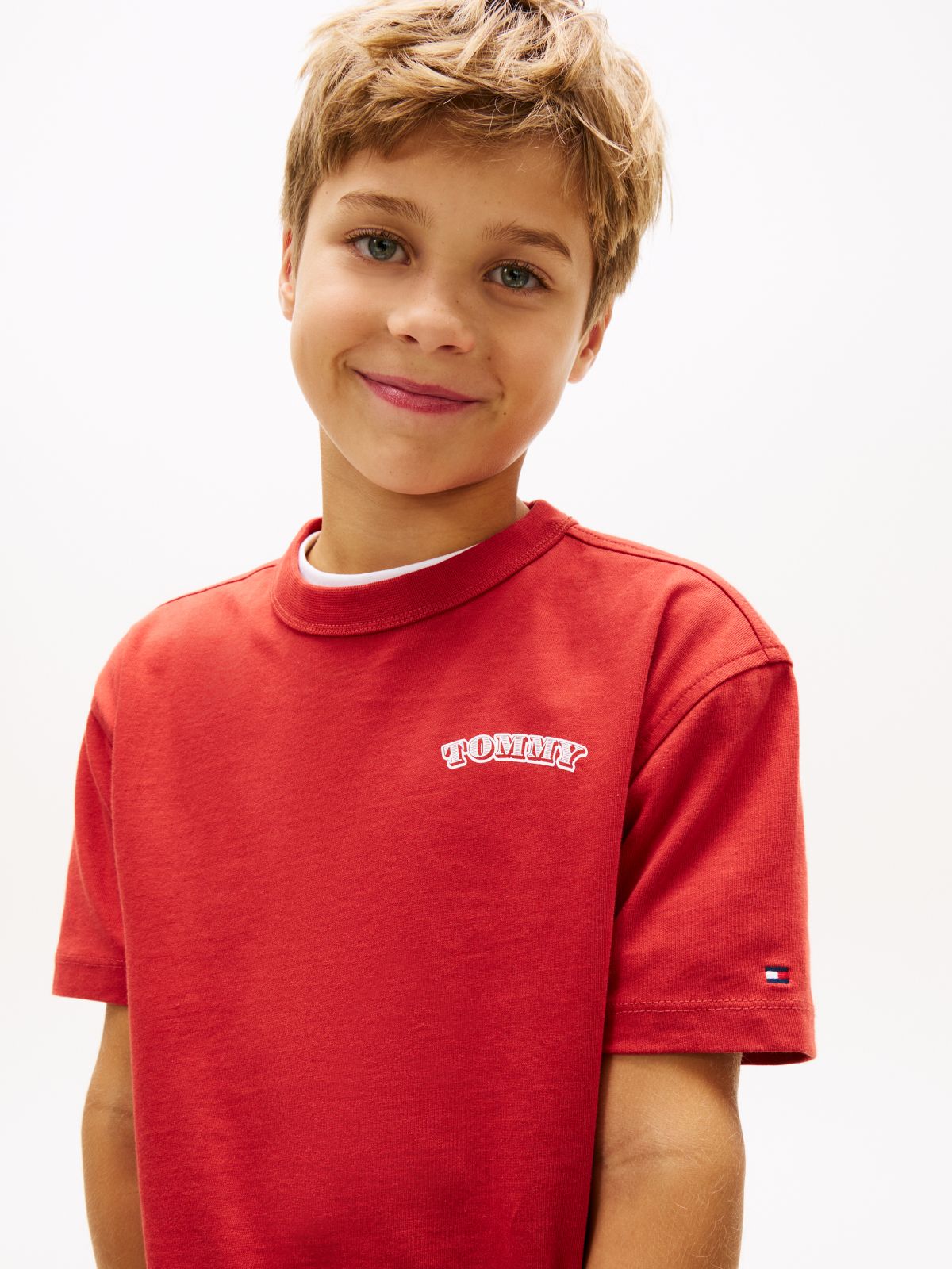 Textured Back Logo Jersey T-Shirt — Red
