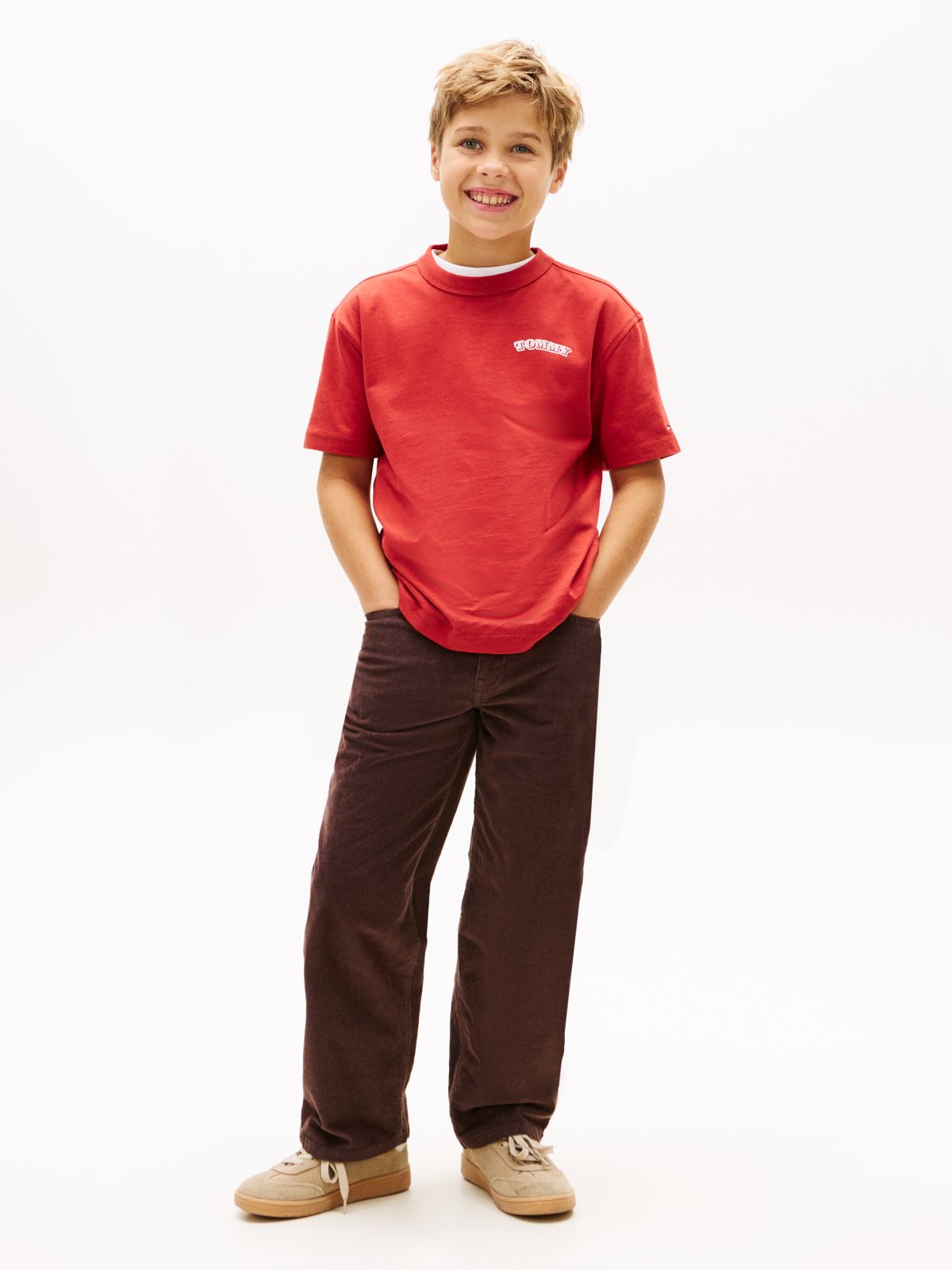 Textured Back Logo Jersey T-Shirt — Red