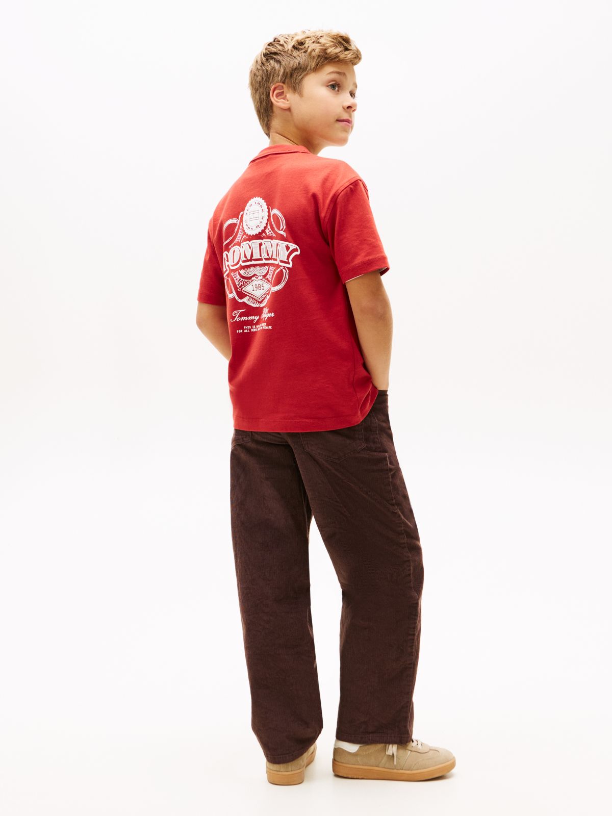 Textured Back Logo Jersey T-Shirt — Red