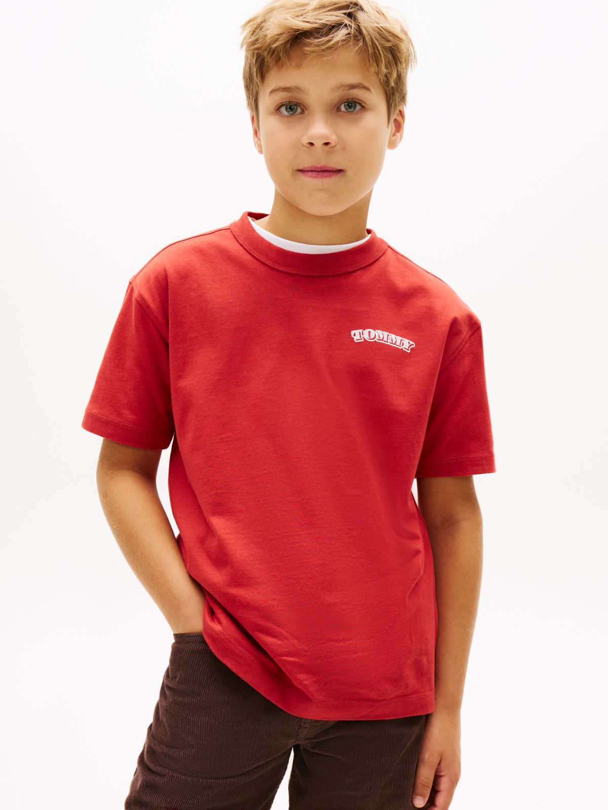 Textured Back Logo Jersey T-Shirt — Red