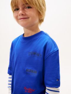 Back Multi Logo Print Jersey T-Shirt — Blue 2