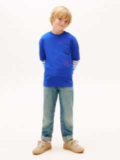 Back Multi Logo Print Jersey T-Shirt — Blue 3