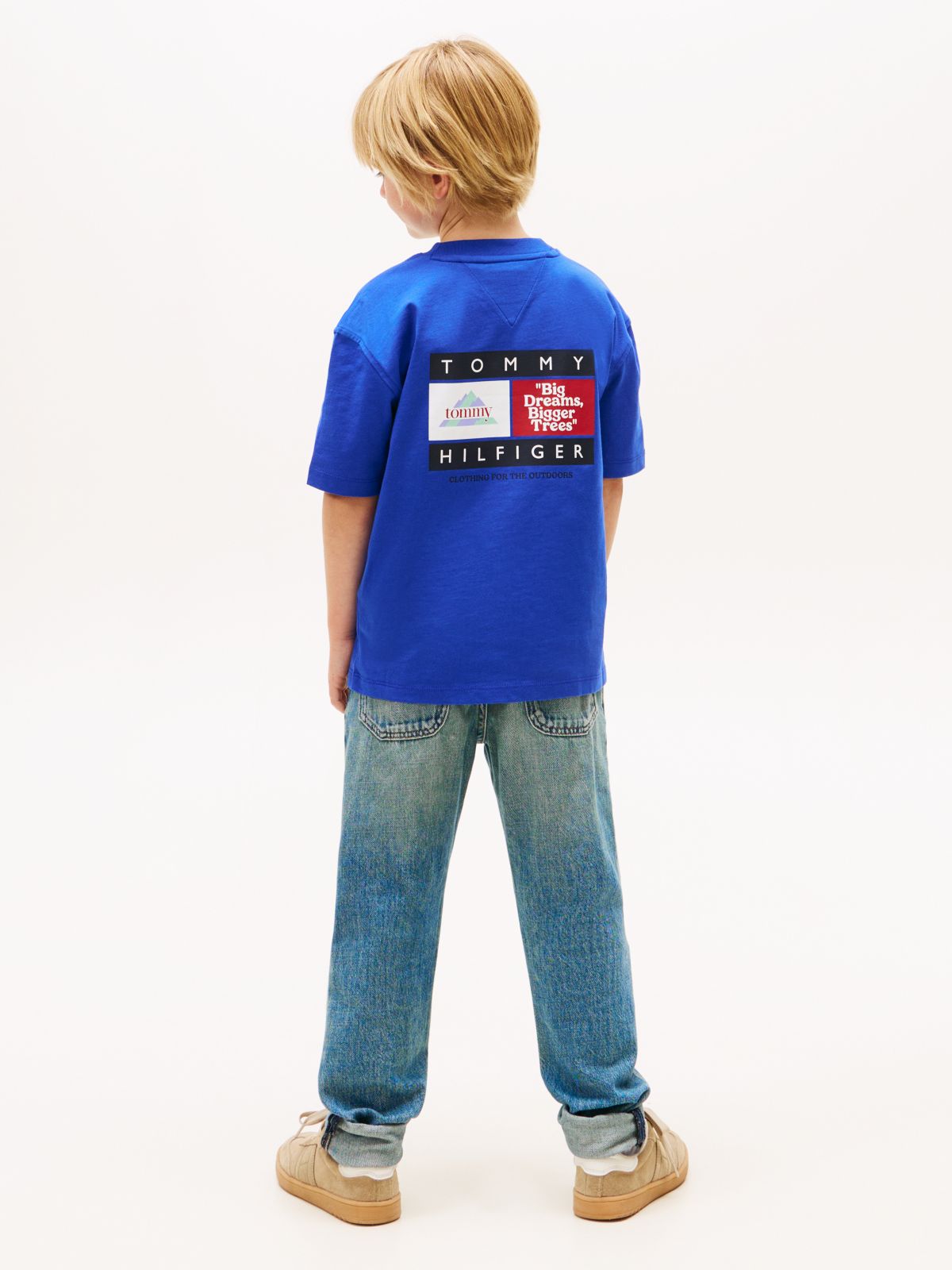Back Multi Logo Print Jersey T-Shirt — Blue