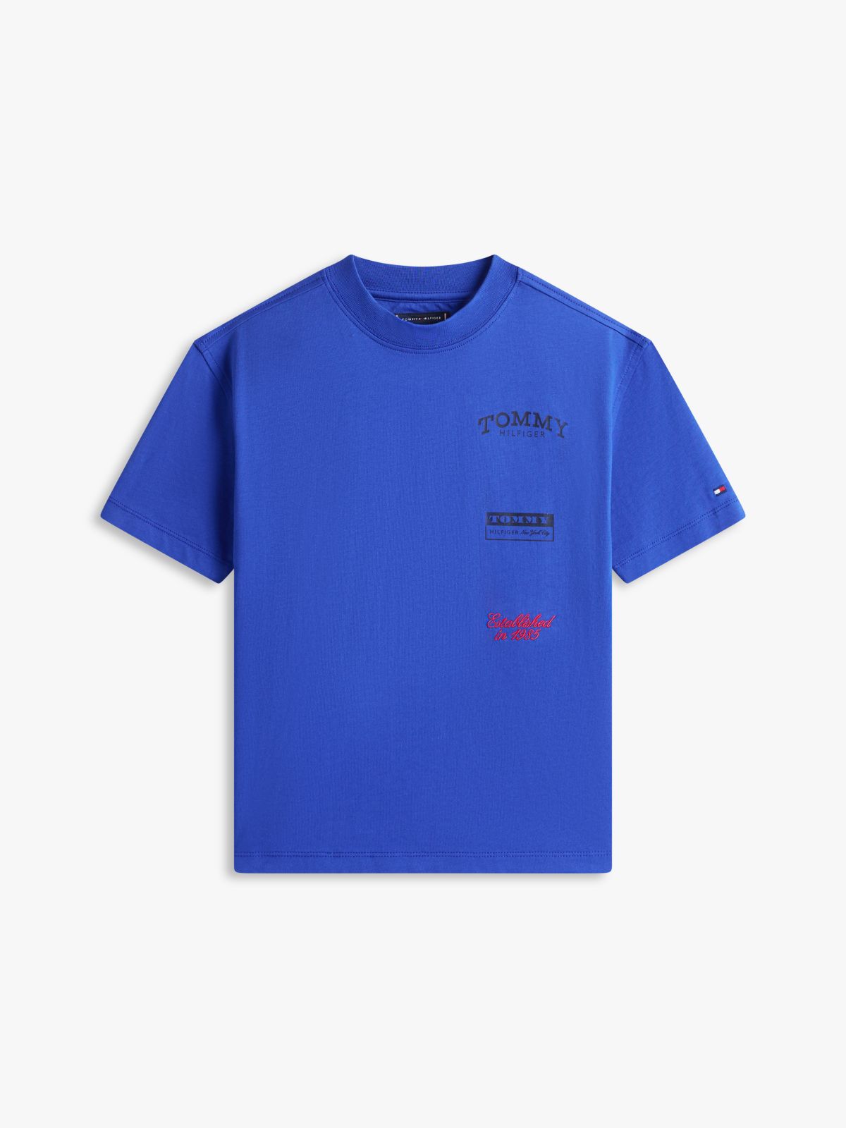 Back Multi Logo Print Jersey T-Shirt — Blue