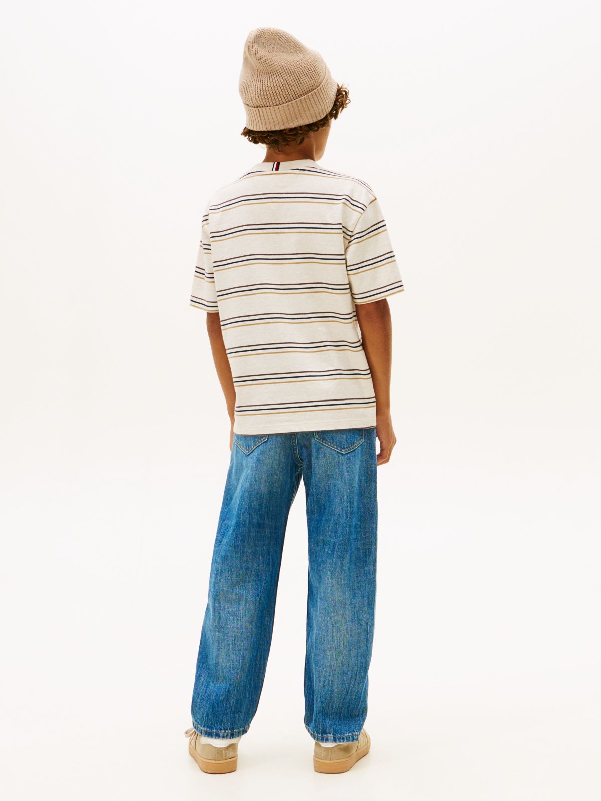 Essential Mixed Stripe Jersey T-Shirt — Beige