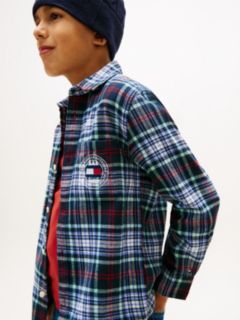 Regular Fit Logo Embroidery Check Shirt — Blue 2