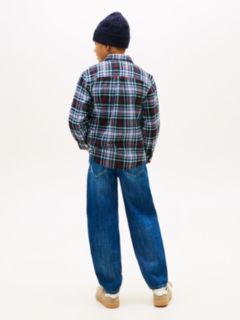 Regular Fit Logo Embroidery Check Shirt — Blue 4