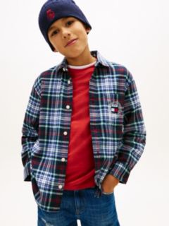 Regular Fit Logo Embroidery Check Shirt — Blue 1