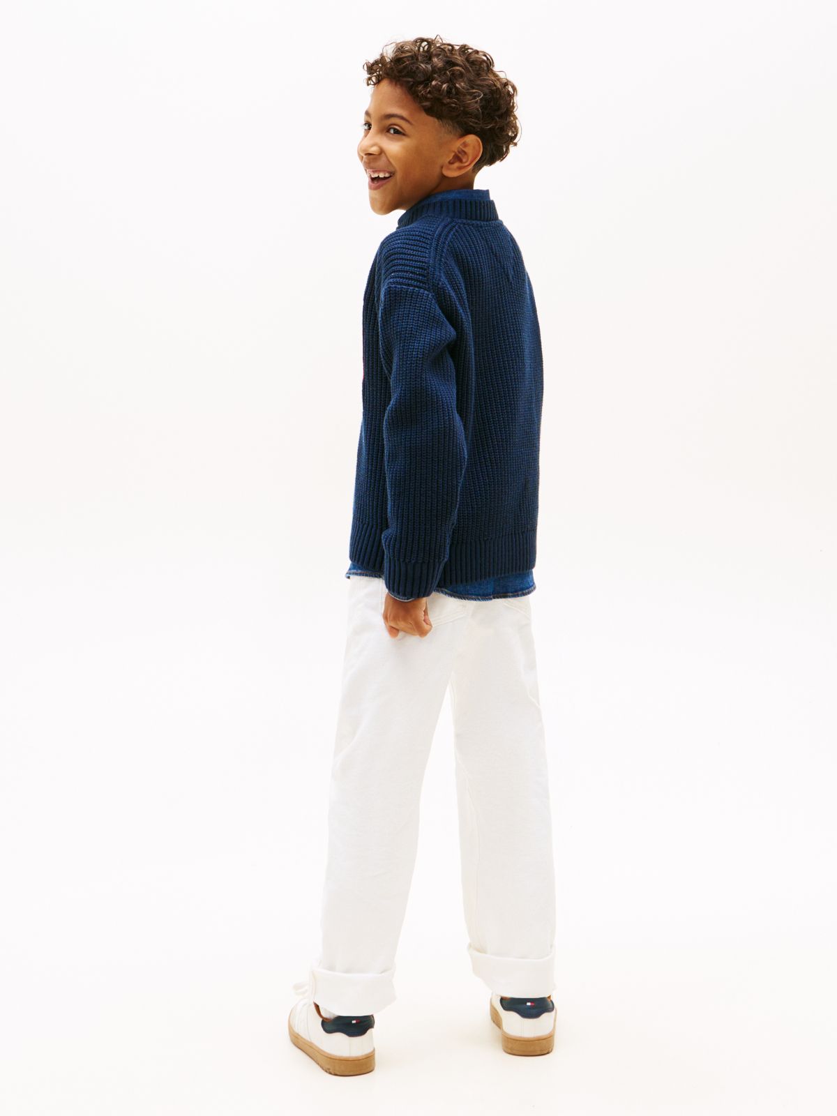 Heritage Chunky Knit Flag Logo Jumper — Blue