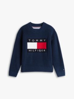 Heritage Chunky Knit Flag Logo Jumper — Blue 5