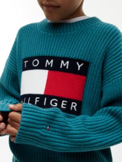 Heritage Chunky Knit Flag Logo Jumper — Green 3