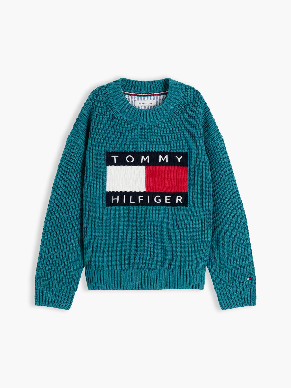 Heritage Chunky Knit Flag Logo Jumper — Green