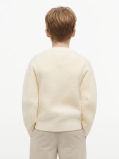 Heritage Chunky Knit Flag Logo Jumper — Beige 4