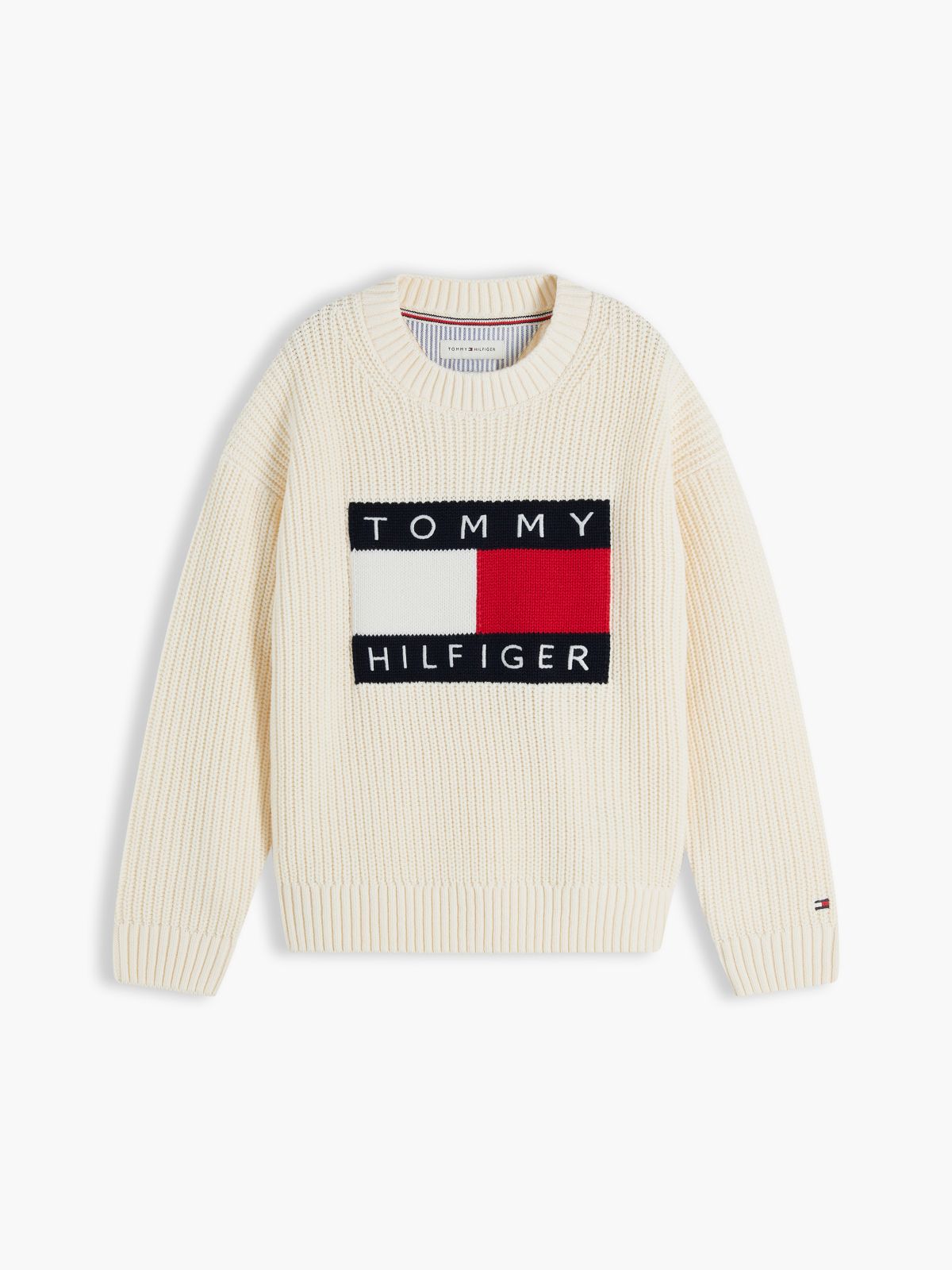Heritage Chunky Knit Flag Logo Jumper — Beige