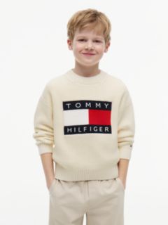 Heritage Chunky Knit Flag Logo Jumper — Beige 1