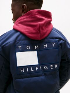 Back Logo Relaxed Padded Bomber Jacket — Blue 2