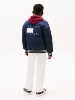 Back Logo Relaxed Padded Bomber Jacket — Blue 4