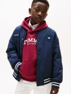 Back Logo Relaxed Padded Bomber Jacket — Blue 1