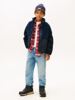 Teddy Fleece Quilted Relaxed Bomber Jacket — Blue 3
