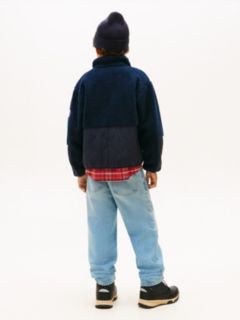 Teddy Fleece Quilted Relaxed Bomber Jacket — Blue 4
