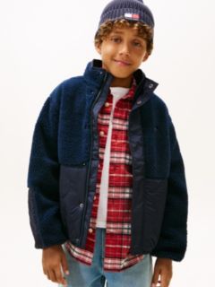 Teddy Fleece Quilted Relaxed Bomber Jacket — Blue 1