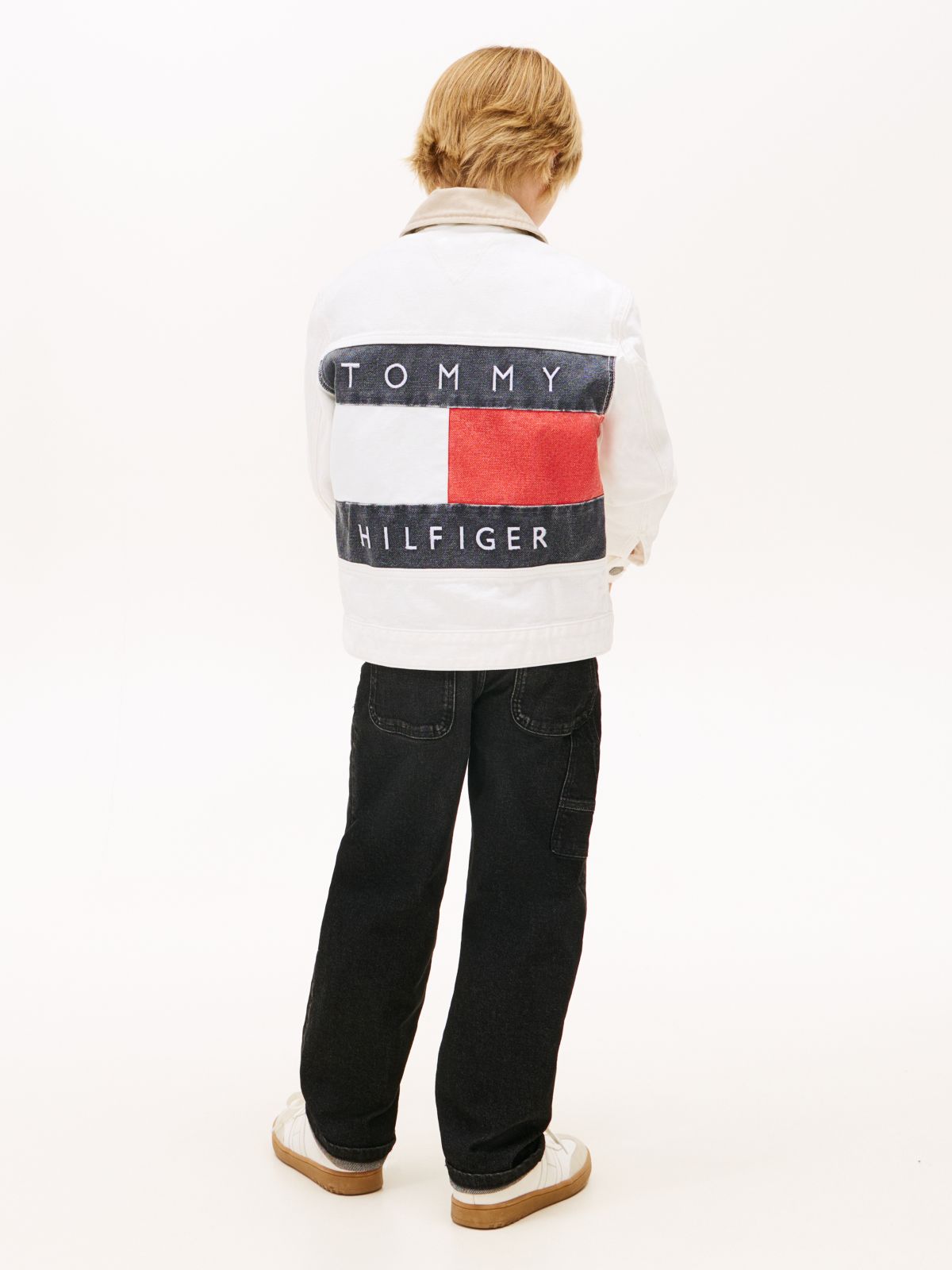 Heritage Back Logo Denim Trucker Jacket — White