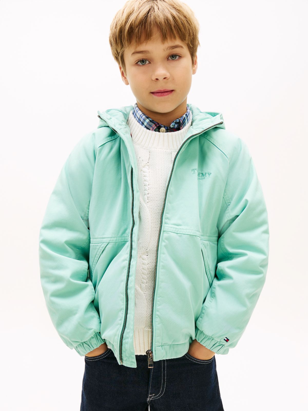 Lightweight Padded Hooded Jacket — Blue