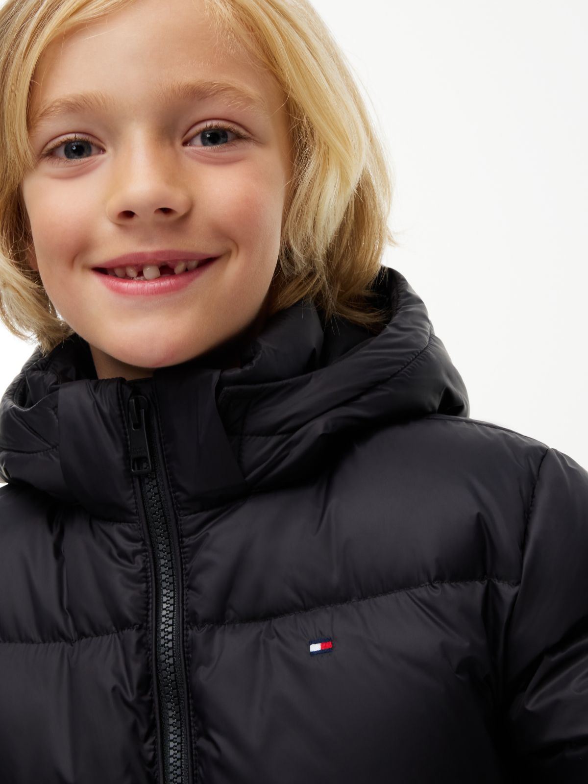 Essential Down Hooded Jacket — Black