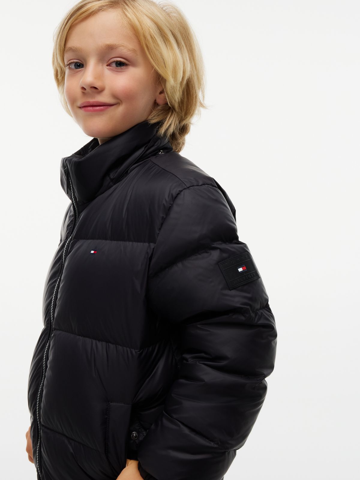 Essential Down Hooded Jacket — Black