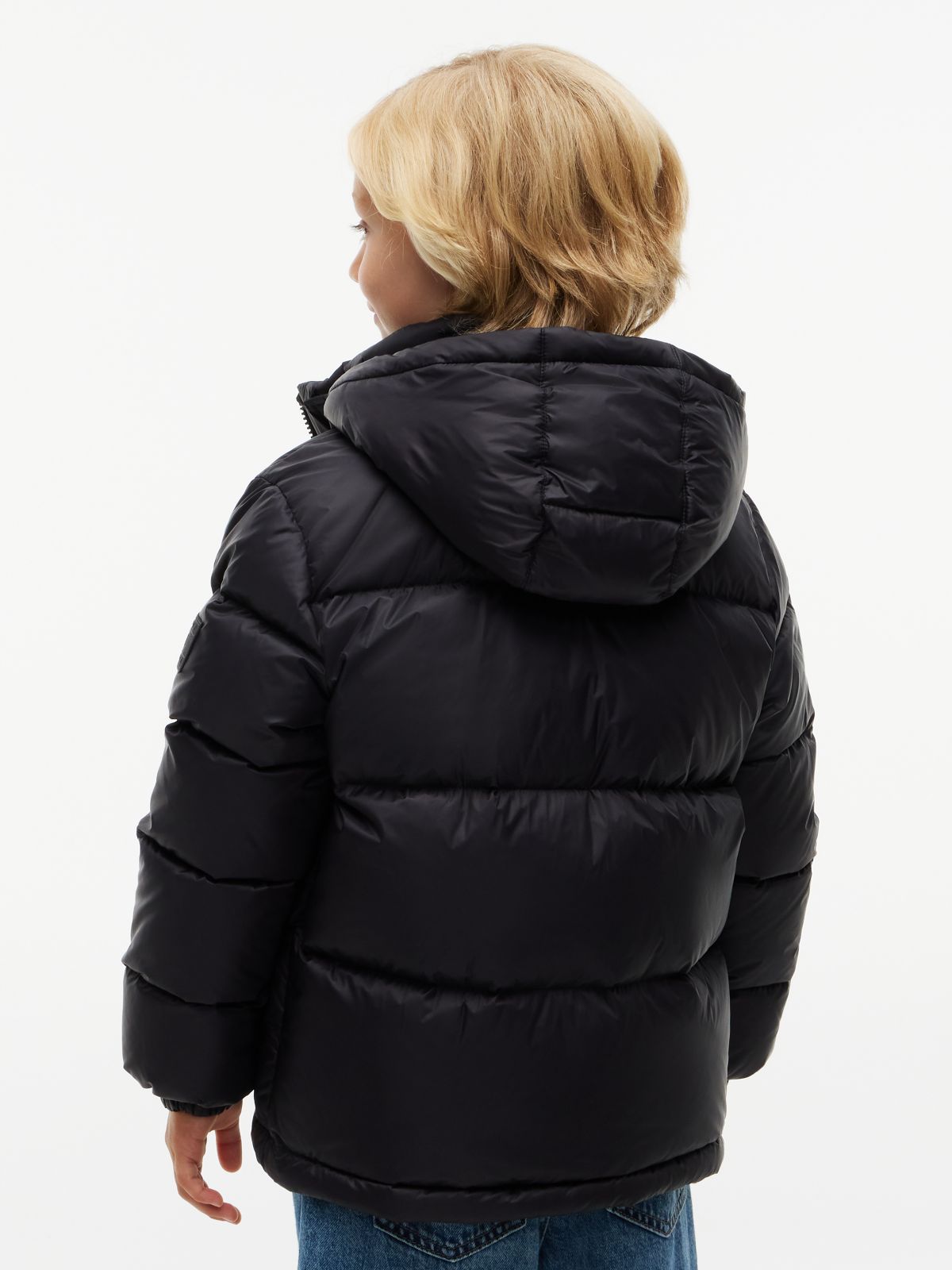 Essential Down Hooded Jacket — Black