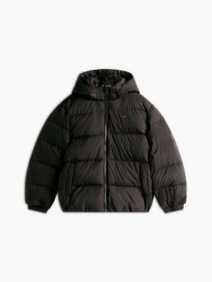 black essential down hooded jacket for boys tommy hilfiger