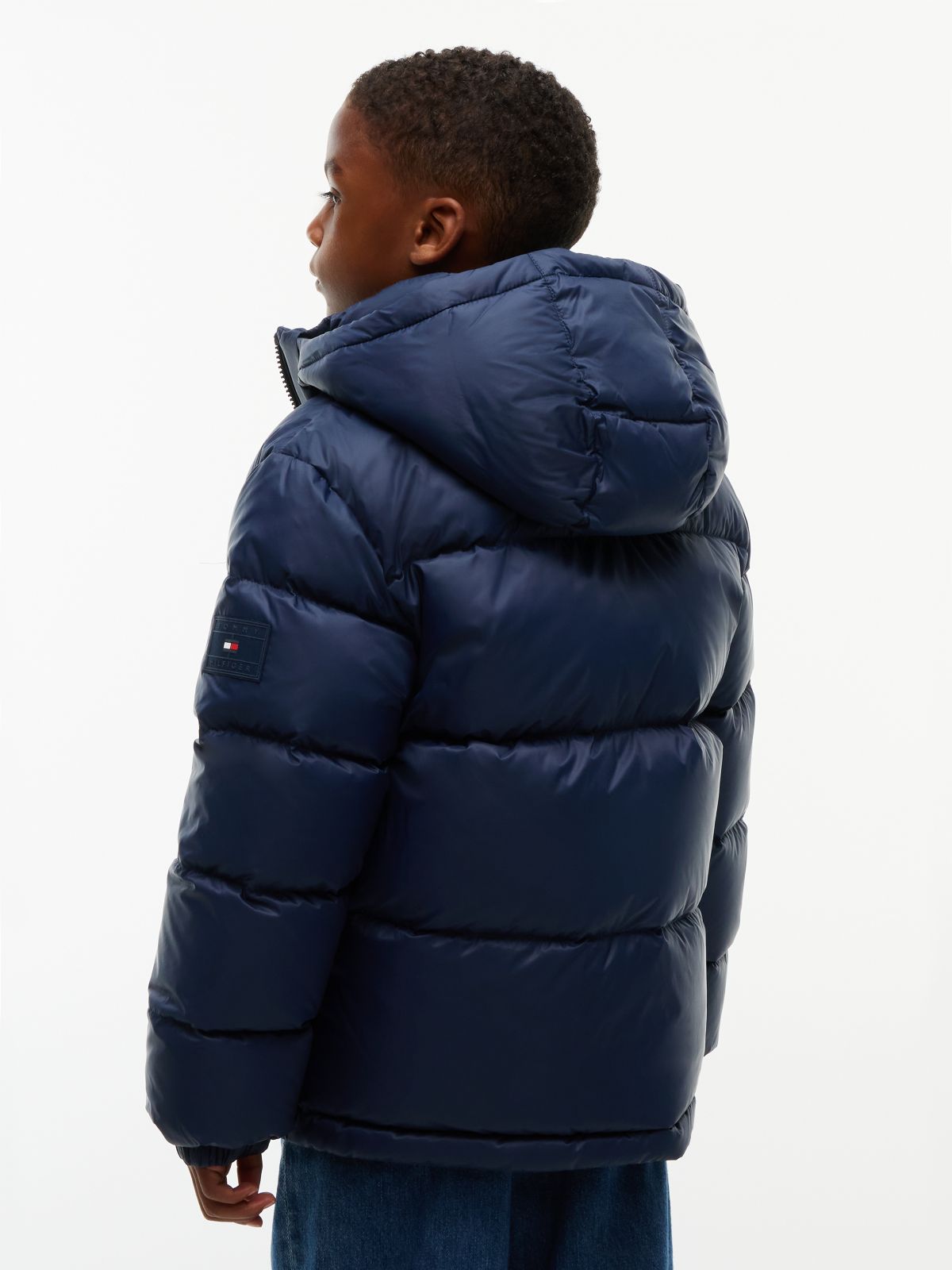 Essential Down Hooded Jacket — Blue