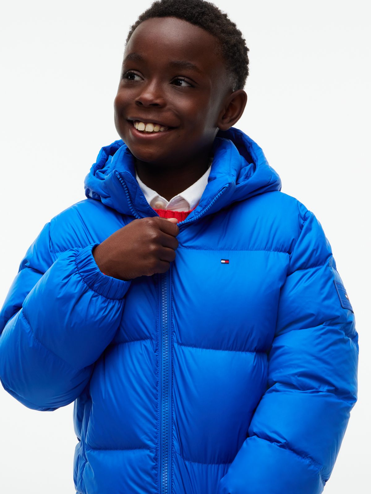 Essential Down Hooded Jacket — Blue