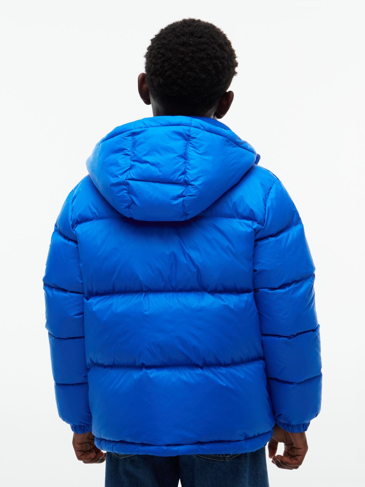 Essential Down Hooded Jacket — Blue