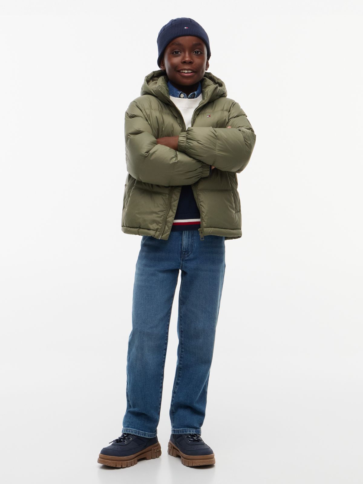 Essential Down Hooded Jacket — Green