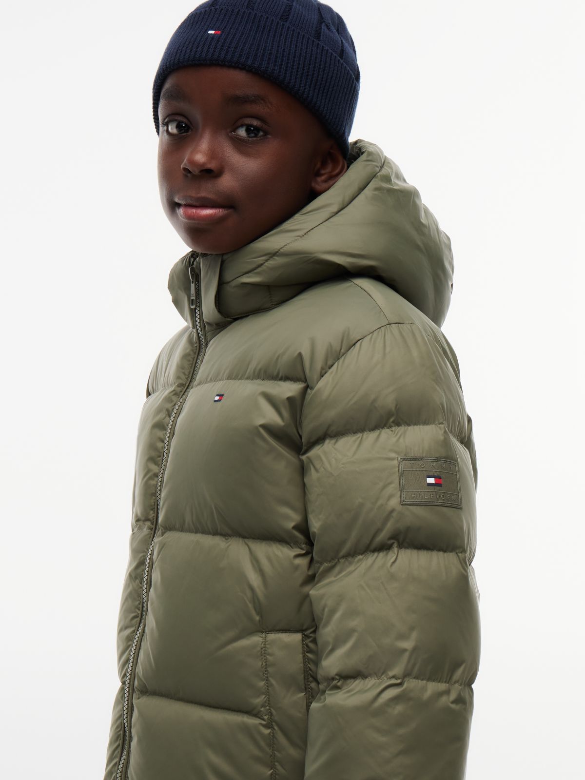 Essential Down Hooded Jacket — Green