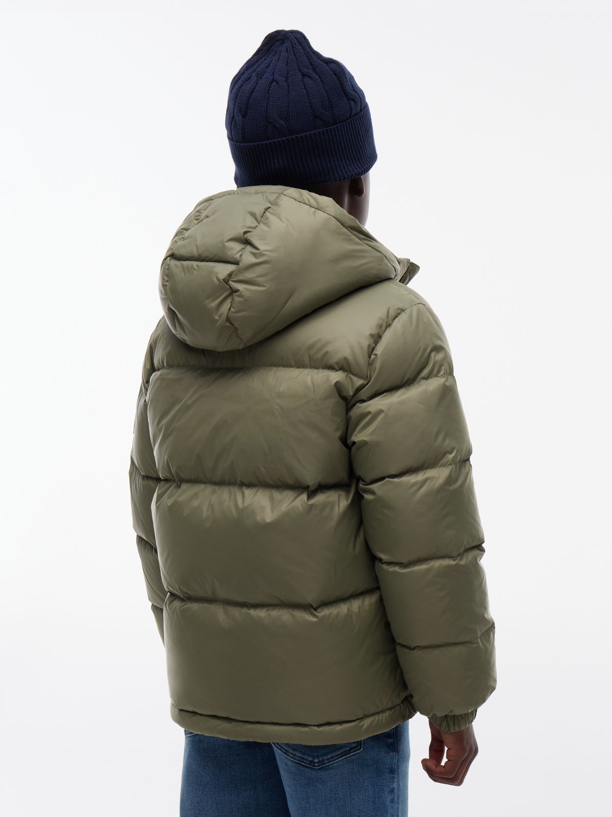 Essential Down Hooded Jacket — Green