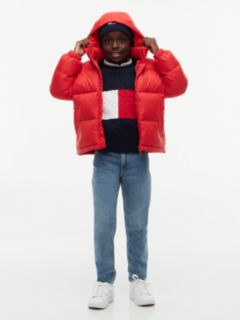 Essential Down Hooded Jacket — Red 2