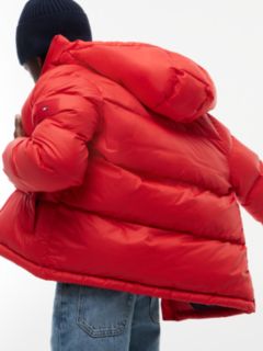 Essential Down Hooded Jacket — Red 4