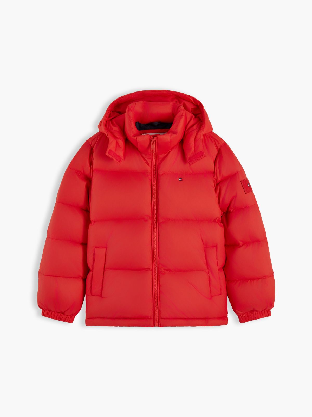 Essential Down Hooded Jacket — Red