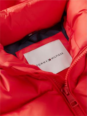red essential down hooded jacket for boys tommy hilfiger