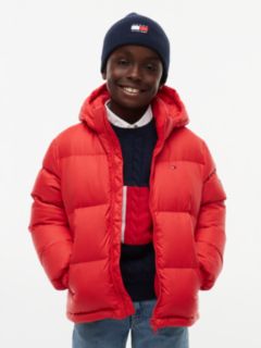 Essential Down Hooded Jacket — Red 1