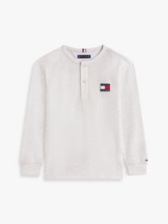 Waffle Knit Henley Long Sleeve T-Shirt — Grey 5