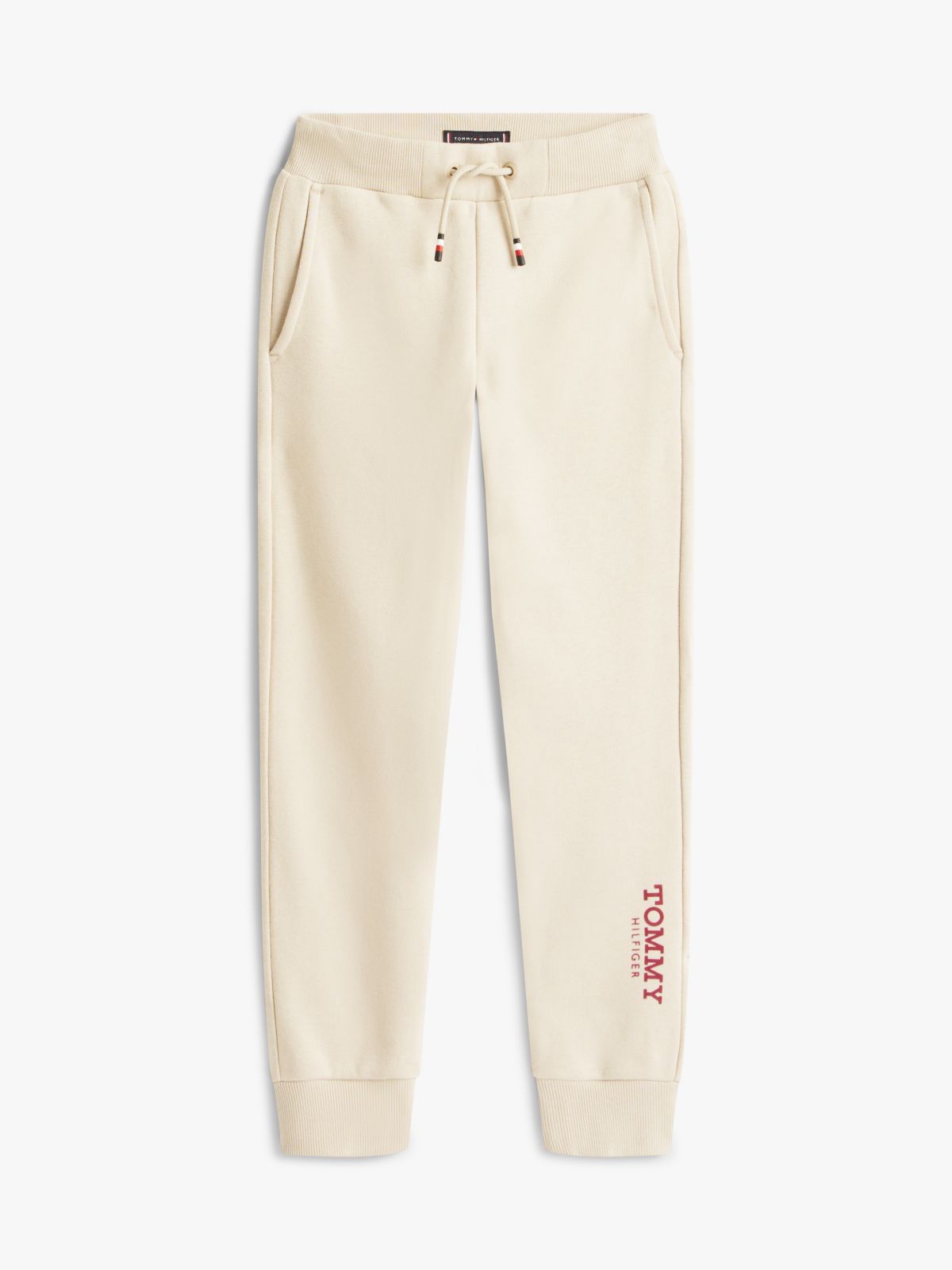 Logo Print Brushed Fleece Joggers — Beige